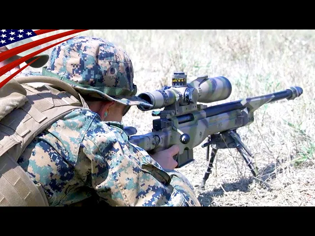 us marines shoot the awm sniper rifle (l115a3) - .338 lapua magnum (8.59 mm